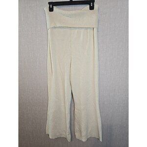 Free‎ People Beach Women Pants Ribbed Knit Foldover Waist Flare Leg Size L